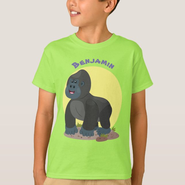 Cute lycklig stor gorilla-tecknad t shirt (Framsida)