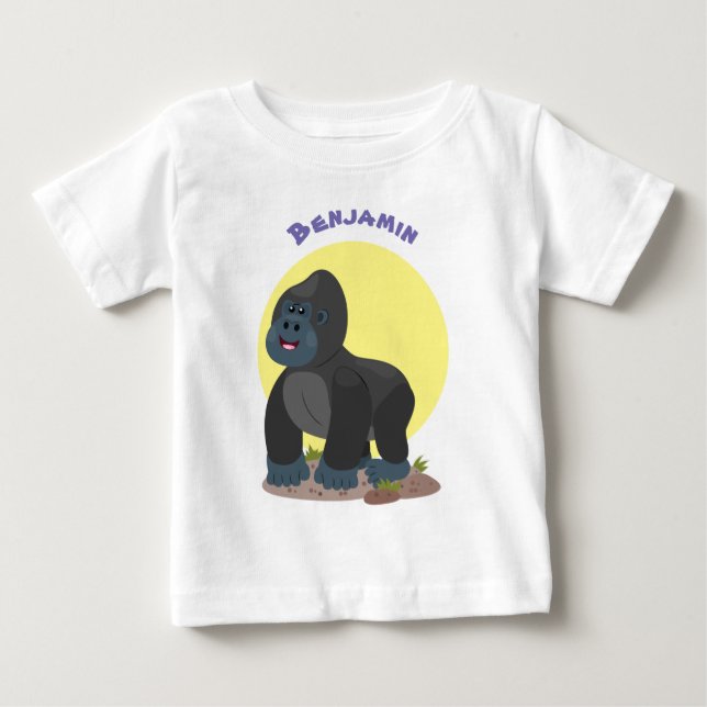 Cute lycklig stor gorilla-tecknad t shirt (Framsida)