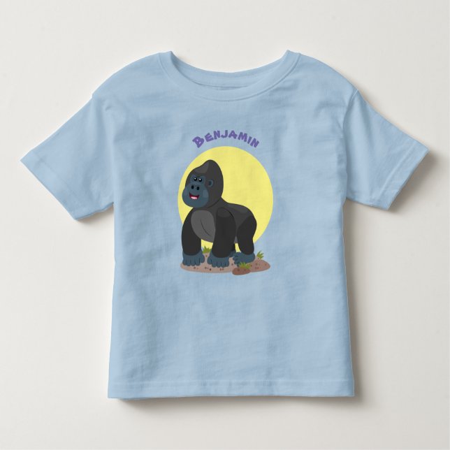 Cute lycklig stor gorilla-tecknad t shirt (Framsida)