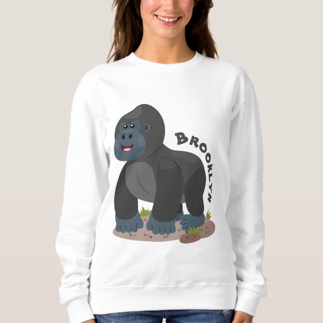 Cute lycklig stor gorilla-tecknad t shirt (Framsida)