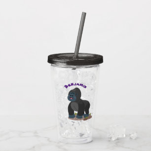 Cute lycklig stor gorilla-tecknad take away mugg