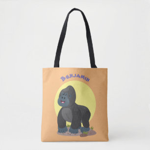 Cute lycklig stor gorilla-tecknad tygkasse