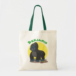 Cute lycklig stor gorilla-tecknad tygkasse