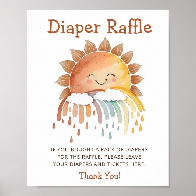 Cute Lycklig Sunshine Diaper Raffle Baby Shower Si Poster (Framsidan)