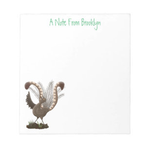 Cute lycklig superb lyrebird tecknad illustration anteckningsblock
