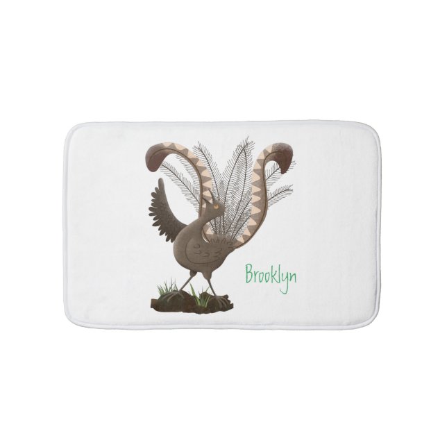 Cute lycklig superb lyrebird tecknad illustration badrumsmatta (Framsidan)