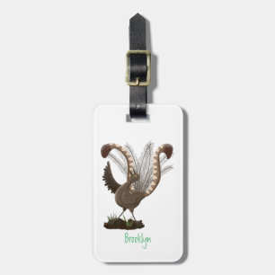 Cute lycklig superb lyrebird tecknad illustration bagagebricka