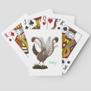 Cute lycklig superb lyrebird tecknad illustration casinokort