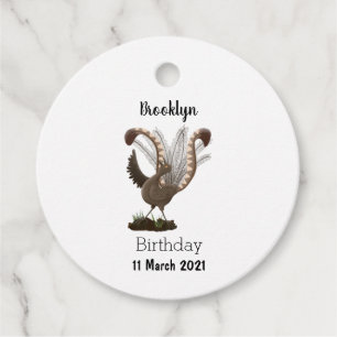 Cute lycklig superb lyrebird tecknad illustration gåvor etiketter