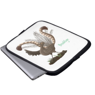 Cute lycklig superb lyrebird tecknad illustration laptop fodral