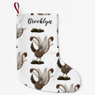 Cute lycklig superb lyrebird tecknad illustration liten julstrumpa