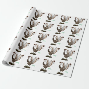 Cute lycklig superb lyrebird tecknad illustration presentpapper