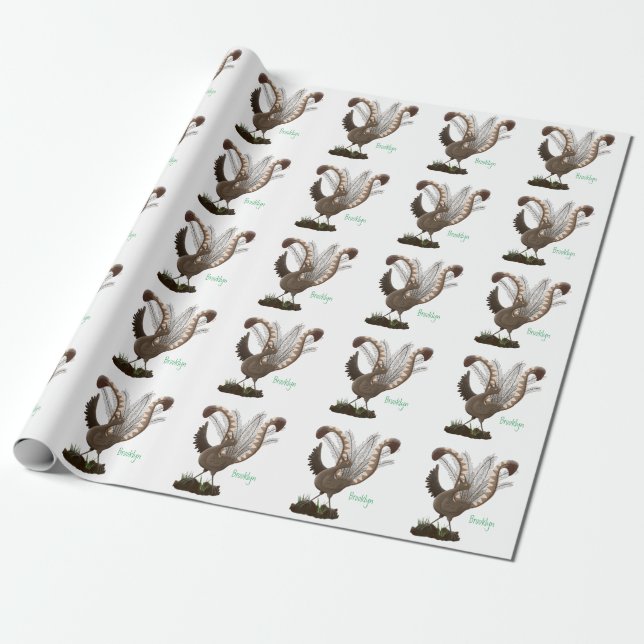Cute lycklig superb lyrebird tecknad illustration presentpapper (Utrullad)