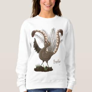 Cute lycklig superb lyrebird tecknad illustration t shirt