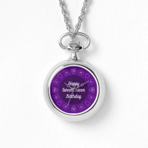 Cute Lycklig Sweet 16 Birthday Lila Festive Armbandsur