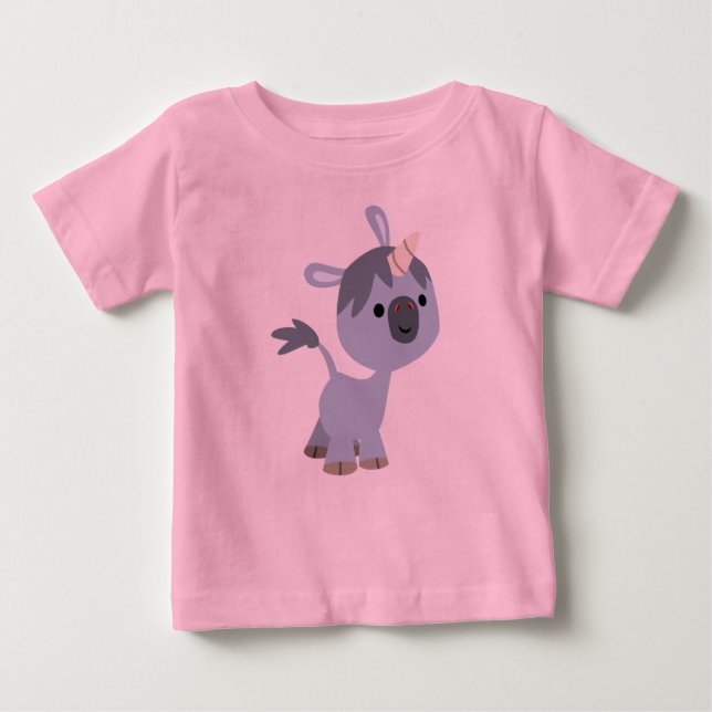 Cute Lycklig Tecknad Baby Unicorn Baby T-Shirt (Framsida)