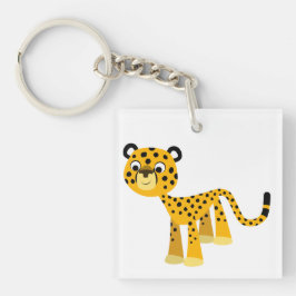 Cute Lycklig Tecknad Cheetah Acrylic Keychain