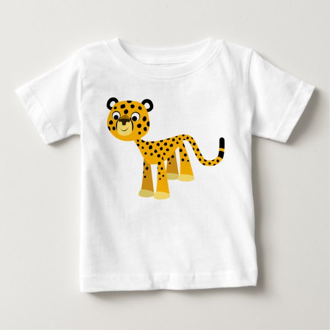 Cute Lycklig Tecknad Cheetah Baby T-Shirt (Framsida)