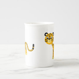Cute Lycklig Tecknad Cheetah Bone China Mugg Benporslin Mugg