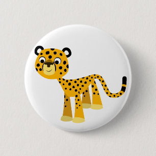 Cute Lycklig Tecknad Cheetah Button Badge Knapp