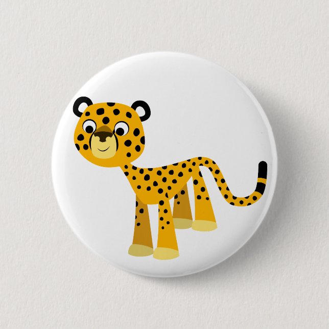 Cute Lycklig Tecknad Cheetah Button Badge Knapp (Framsida)