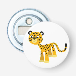 Cute Lycklig Tecknad Cheetah Button Bottenöppnare Flasköppnare