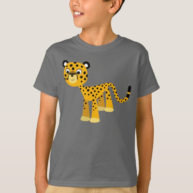 Cute Lycklig Tecknad Cheetah Children T-Shirt (Framsida)