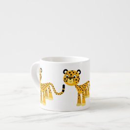 Cute Lycklig Tecknad Cheetah Espresso Mugg Espressomugg