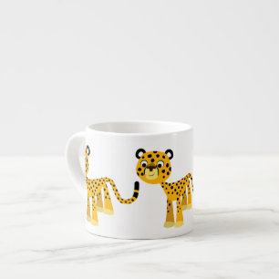 Cute Lycklig Tecknad Cheetah Espresso Mugg Espressomugg