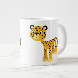 Cute Lycklig Tecknad Cheetah Jumbo Mugg