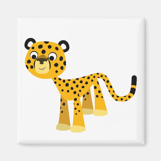 Cute Lycklig Tecknad Cheetah Magnet (Framsidan)