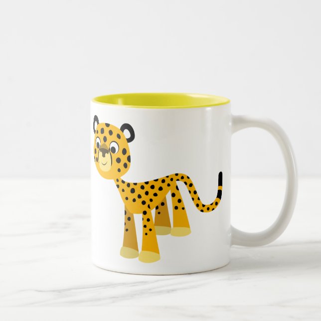 Cute Lycklig Tecknad Cheetah Mugg (Höger)