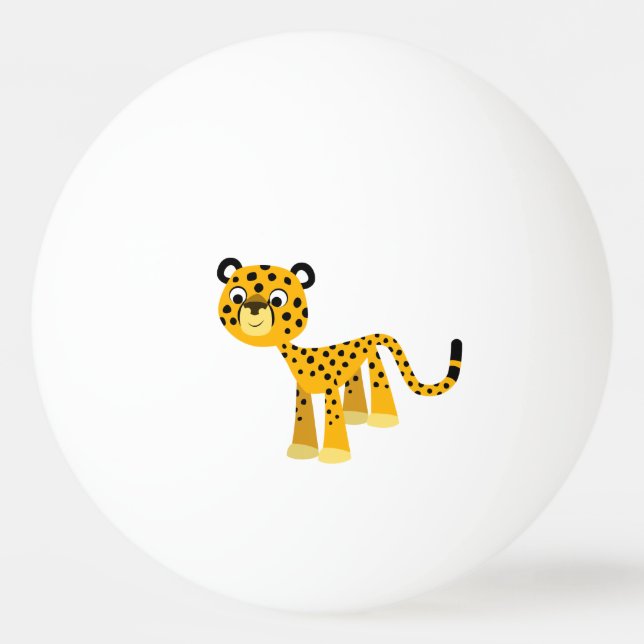 Cute Lycklig Tecknad Cheetah Ping Pong Boll (Framsidan)