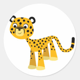 Cute Lycklig Tecknad Cheetah Sticker Runt Klistermärke
