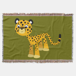 Cute Lycklig Tecknad Cheetah Throw Blanket Mysfilt