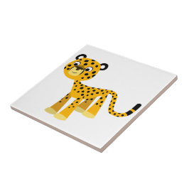 Cute Lycklig Tecknad Cheetah Tile Kakelplatta