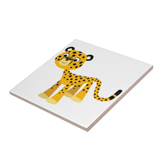 Cute Lycklig Tecknad Cheetah Tile Kakelplatta (Sidan)