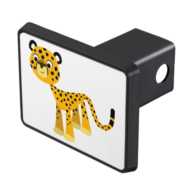 Cute Lycklig Tecknad Cheetah Trailer Hitch Cover Skydd För Dragkrok (Topp Höger)