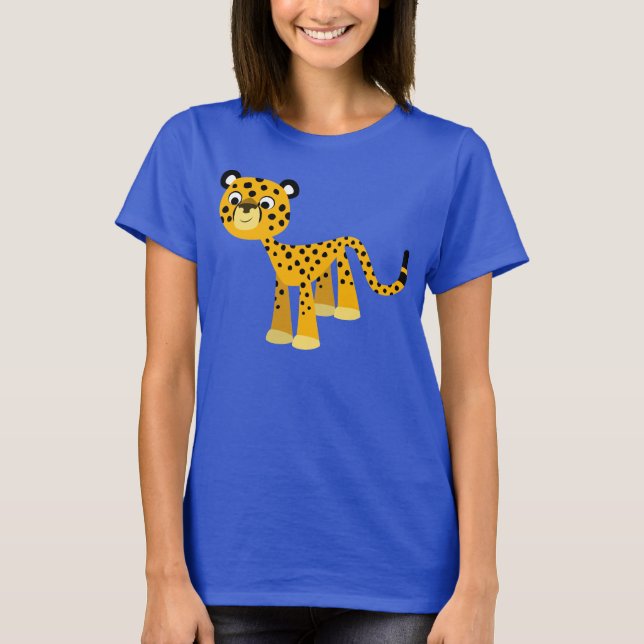 Cute Lycklig Tecknad Cheetah Women T-Shirt (Framsida)