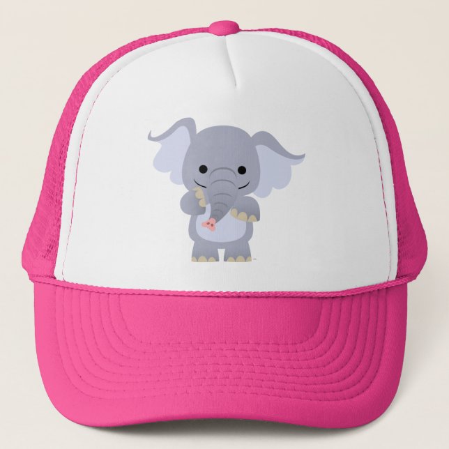 Cute Lycklig Tecknad Elephant Hat Truckerkeps (Framsida)