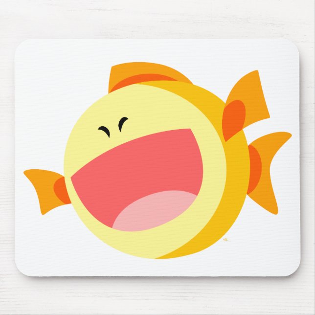 Cute Lycklig Tecknad Fish Mousepad Musmatta (Framsidan)