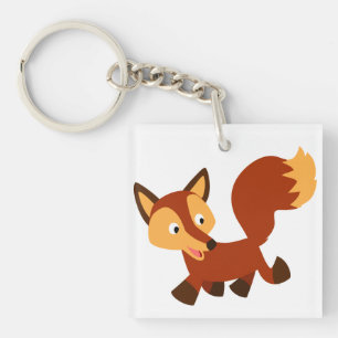 Cute Lycklig Tecknad Fox Acrylic Keychain
