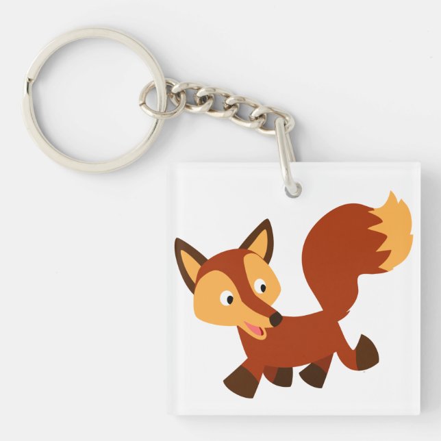 Cute Lycklig Tecknad Fox Acrylic Keychain (Framsidan)