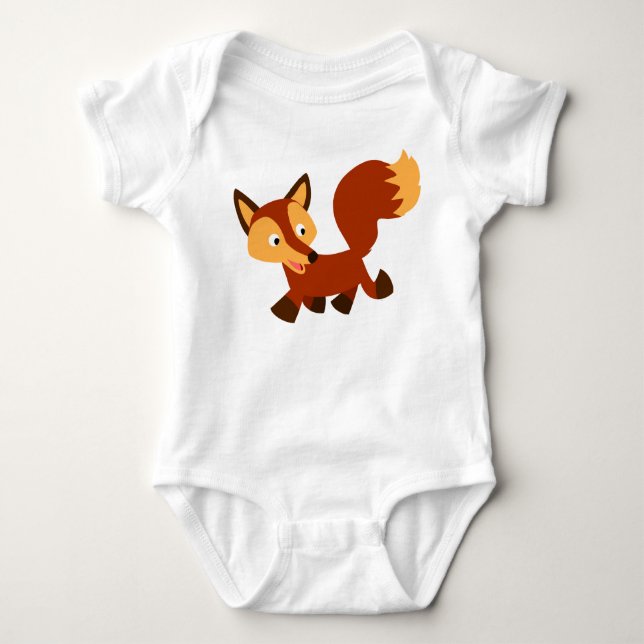 Cute Lycklig Tecknad Fox Baby Bodykostym Tee Shirt (Framsida)