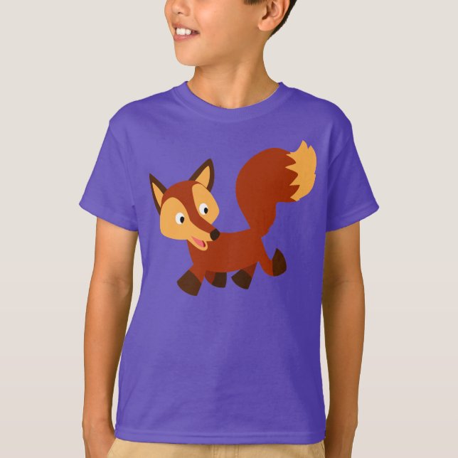 Cute Lycklig Tecknad Fox Children T-Shirt (Framsida)