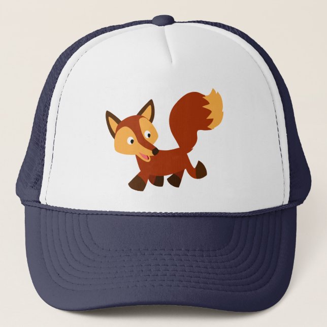 Cute Lycklig Tecknad Fox Hat Truckerkeps (Framsida)