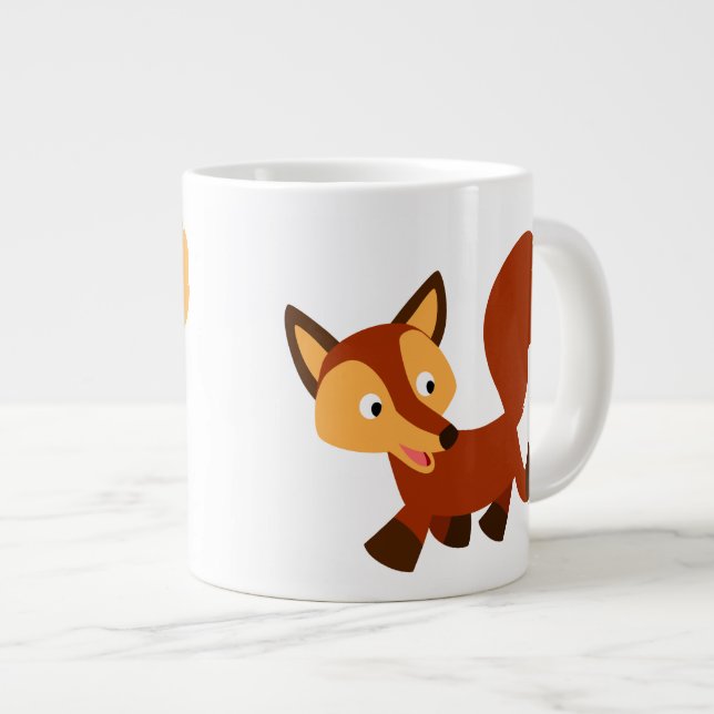 Cute Lycklig Tecknad Fox Jumbo Mugg (Framsida höger)
