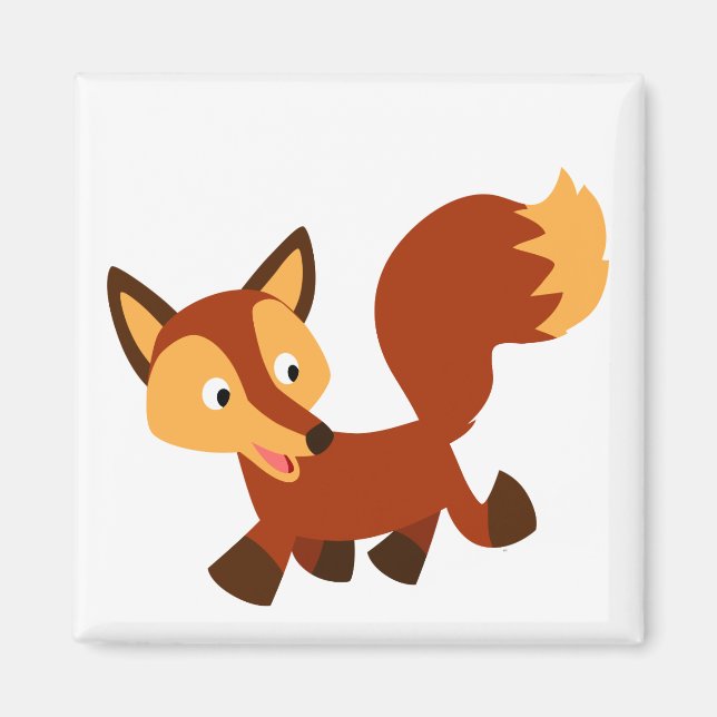 Cute Lycklig Tecknad Fox Magnet (Framsidan)