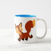 Cute Lycklig Tecknad Fox Mugg