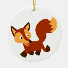 Cute Lycklig Tecknad Fox Ornament